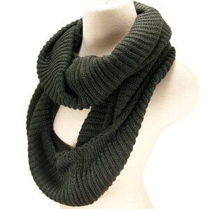 Women's Dark Gray Infinity Loop Scarf, Thick Warm Cable Knit Pattern TrendsBlue